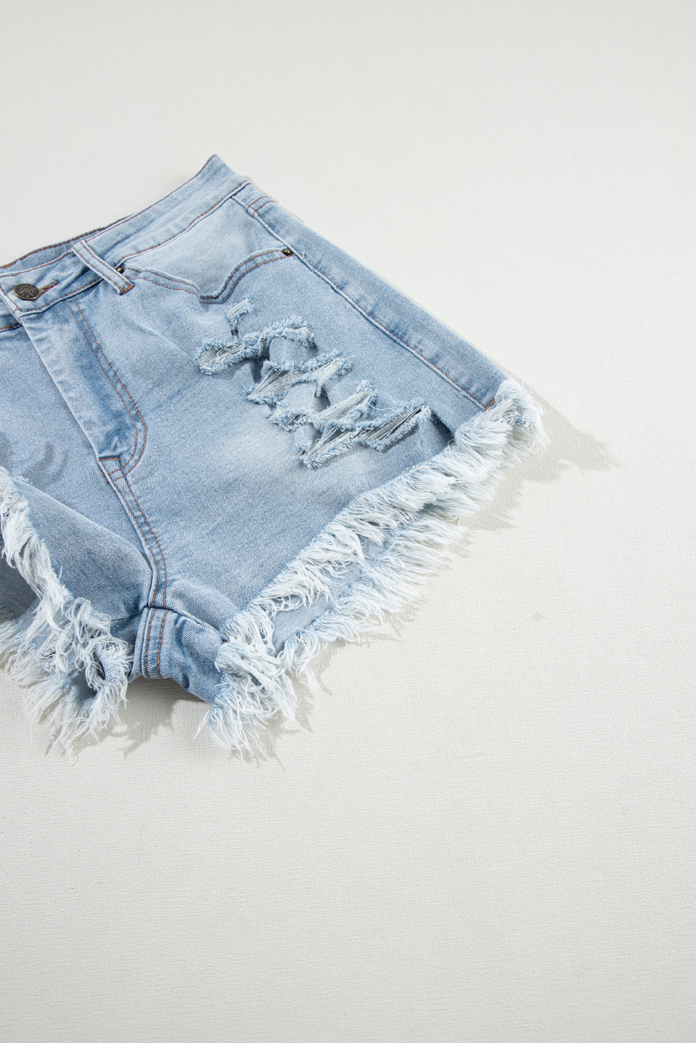 Light Blue Distressed Shorts