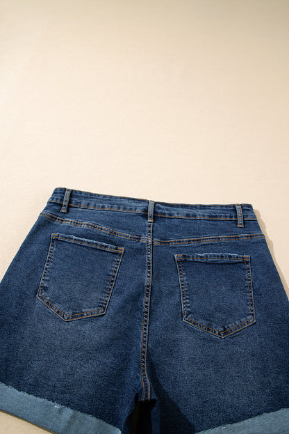 Dark Blue Denim Shorts