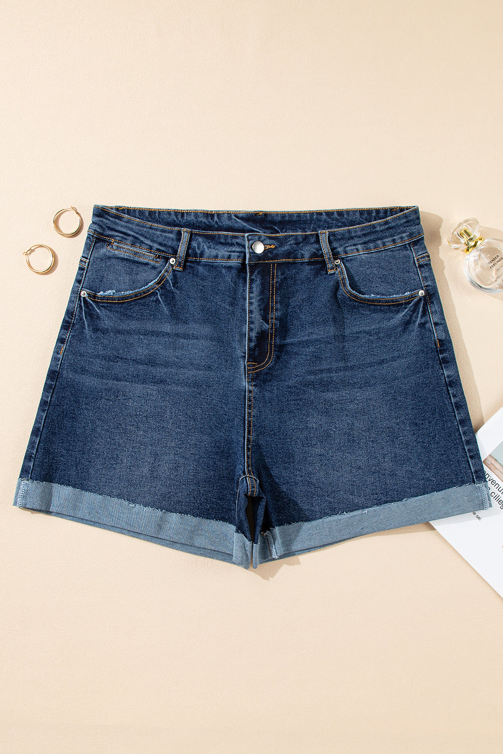 Dark Blue Denim Shorts