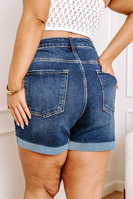 Dark Blue Denim Shorts
