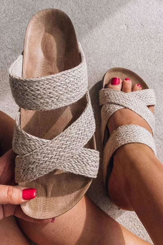 Beige Woven Sandals