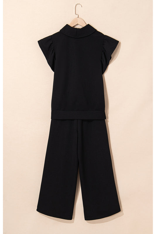 Black Flutter Sleeve Set