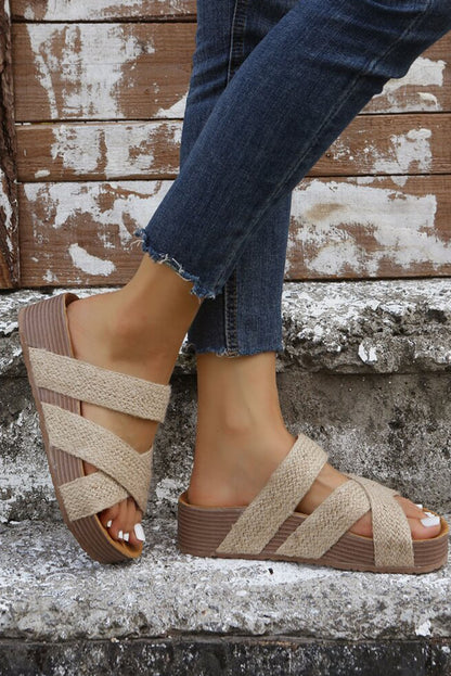 Beige Woven Sandals