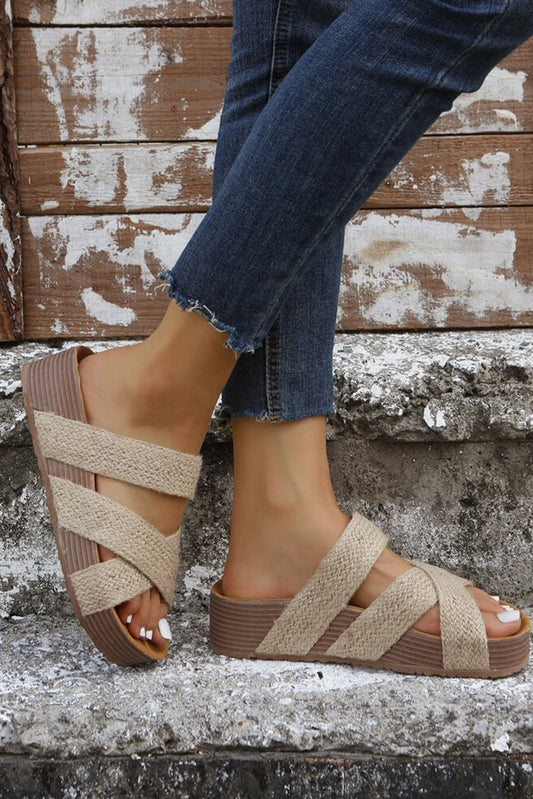 Beige Woven Sandals