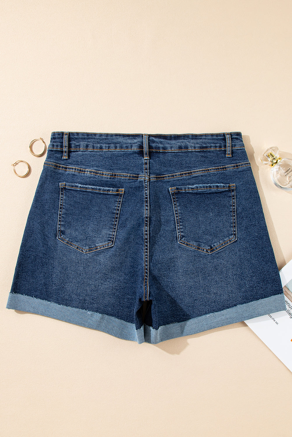 Dark Blue Denim Shorts