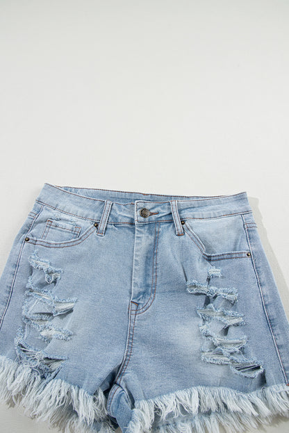 Light Blue Distressed Shorts
