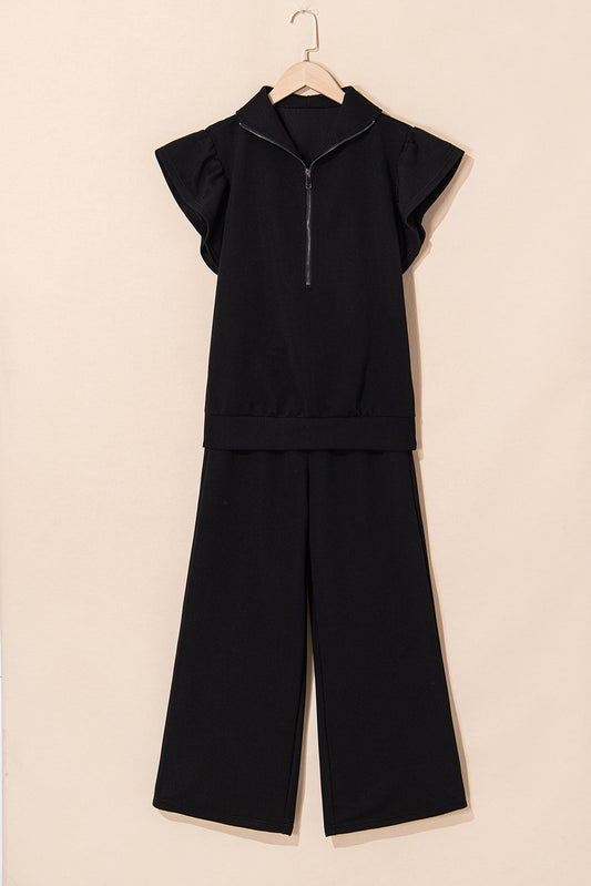 Black Flutter Sleeve Set